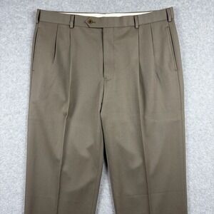 Brooks Brothers Pants Mens 38x32 Tan Madison Wool Pleated Cuffed High Rise